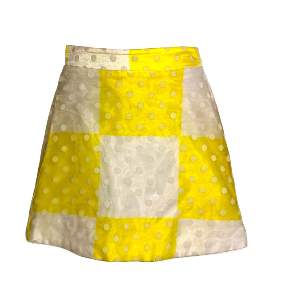 Topshop Yellow and White Polka Dot Mini Skirt
